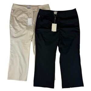 Nike Golf Pants Womens 12 Tan Black Dri-FIT Crop UV Protective 331905‎